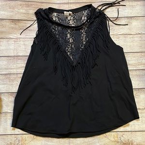 Urban Renewal Black tank top size L lace and fringe